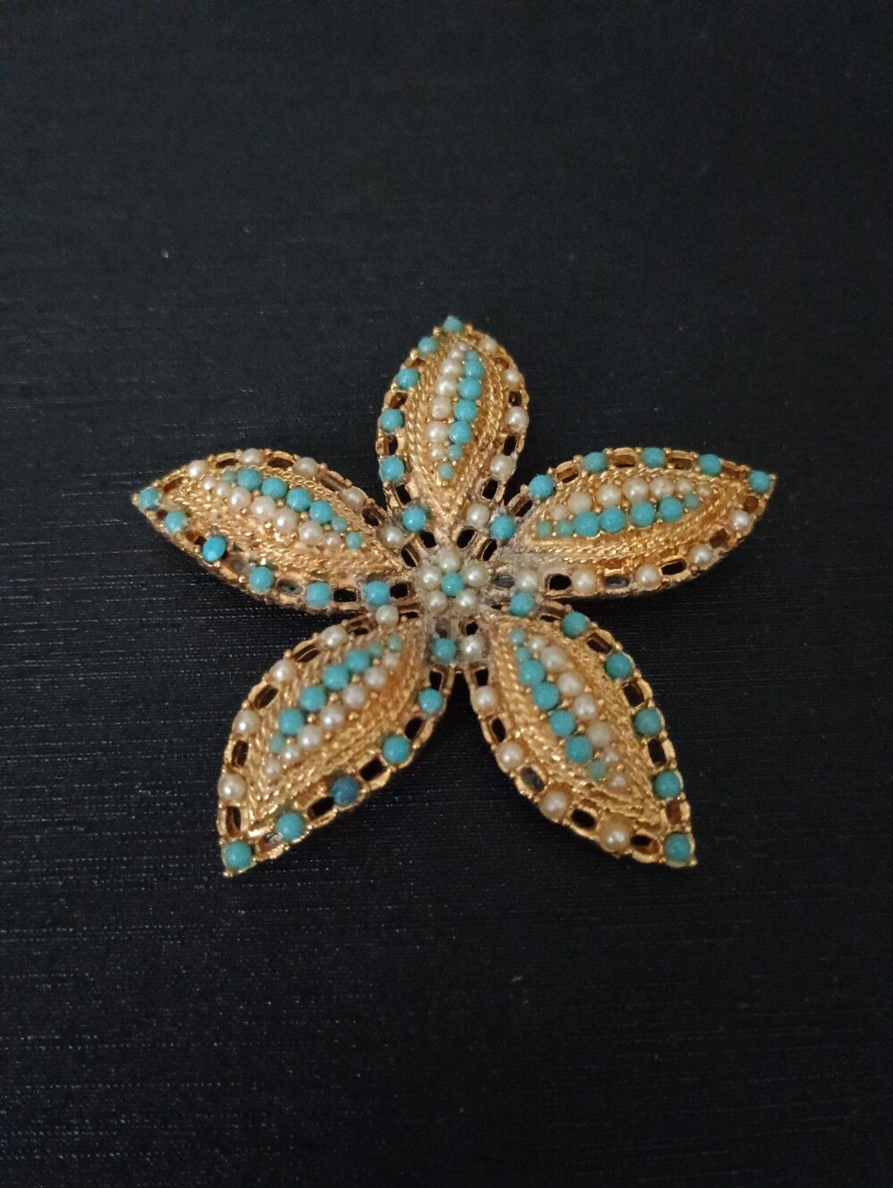 Vintage Sara Coventry Turquoise Star Fish Statement Brooch - Women's Jewelry